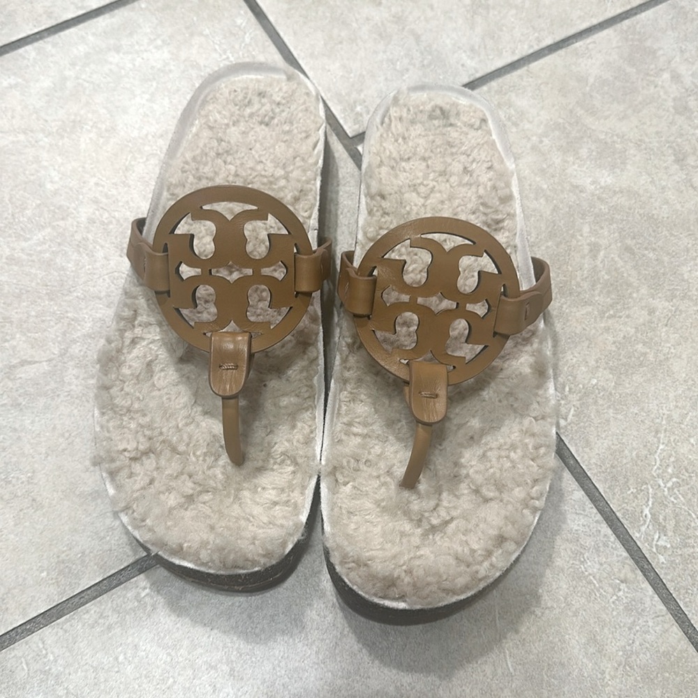 Tory Burch Miller Cloud Shearling Sandals